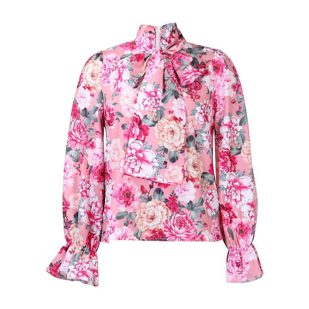 Women's Fashion Chic Slim Fit Printed Lace-Up Plus Size African Shirt 11