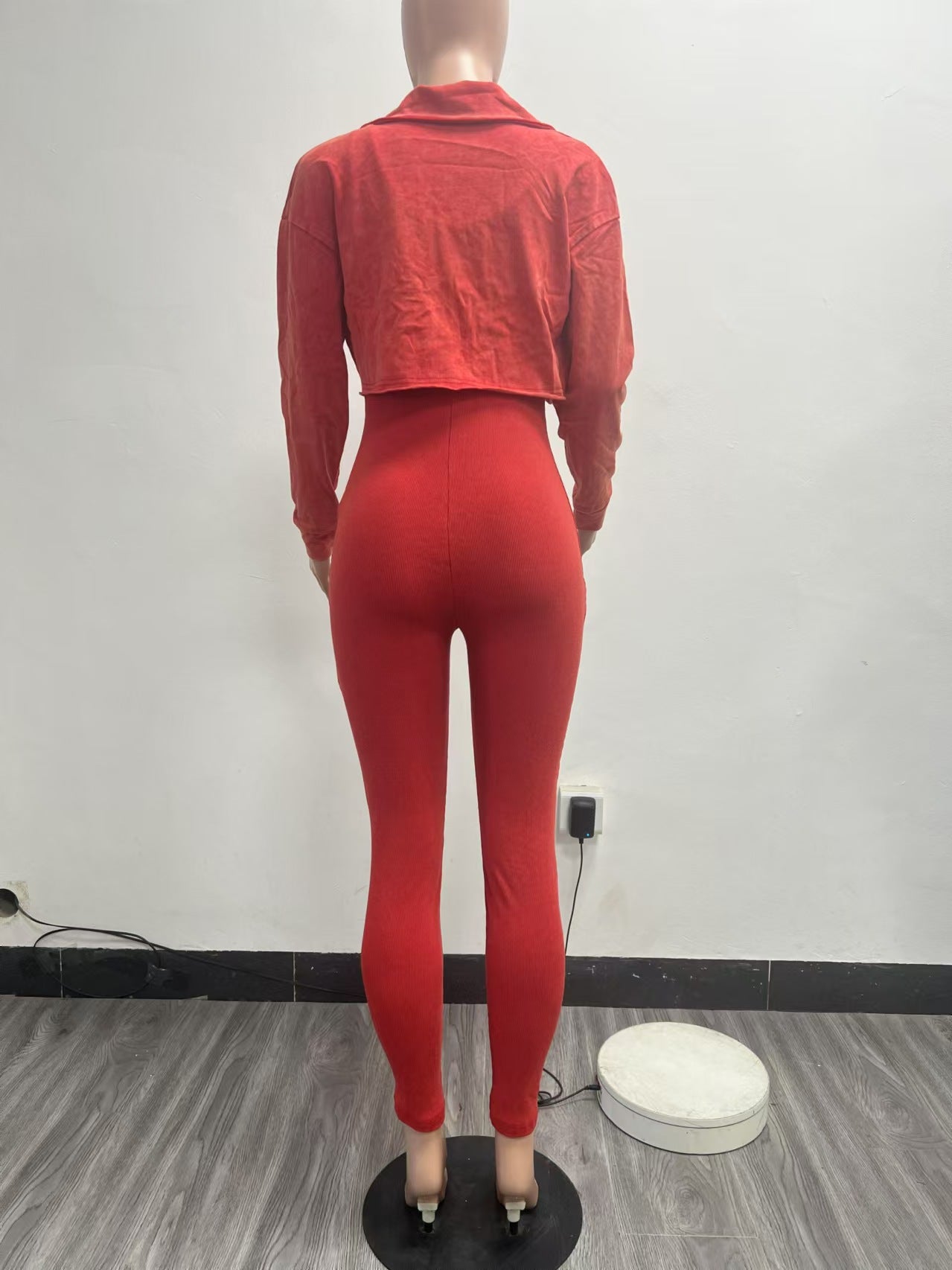 Fashion Women's Solid Color Tight Slim Jumpsuit Coat Casual Two-Piece Set 16