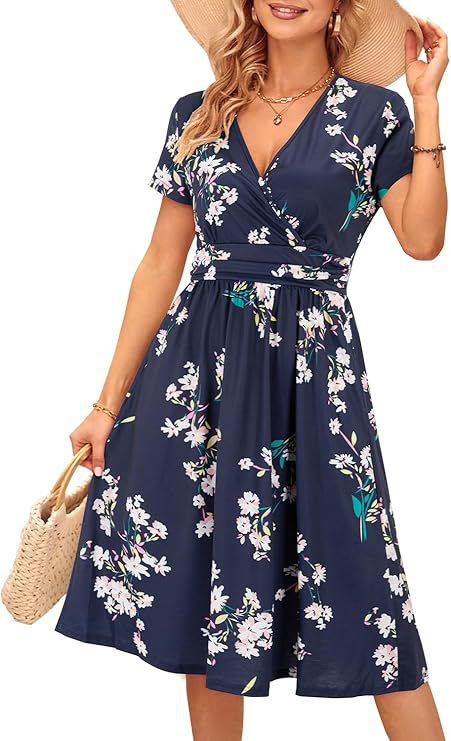 Sexy Fashion Print V-Neck Short Sleeve Women's Dress 17
