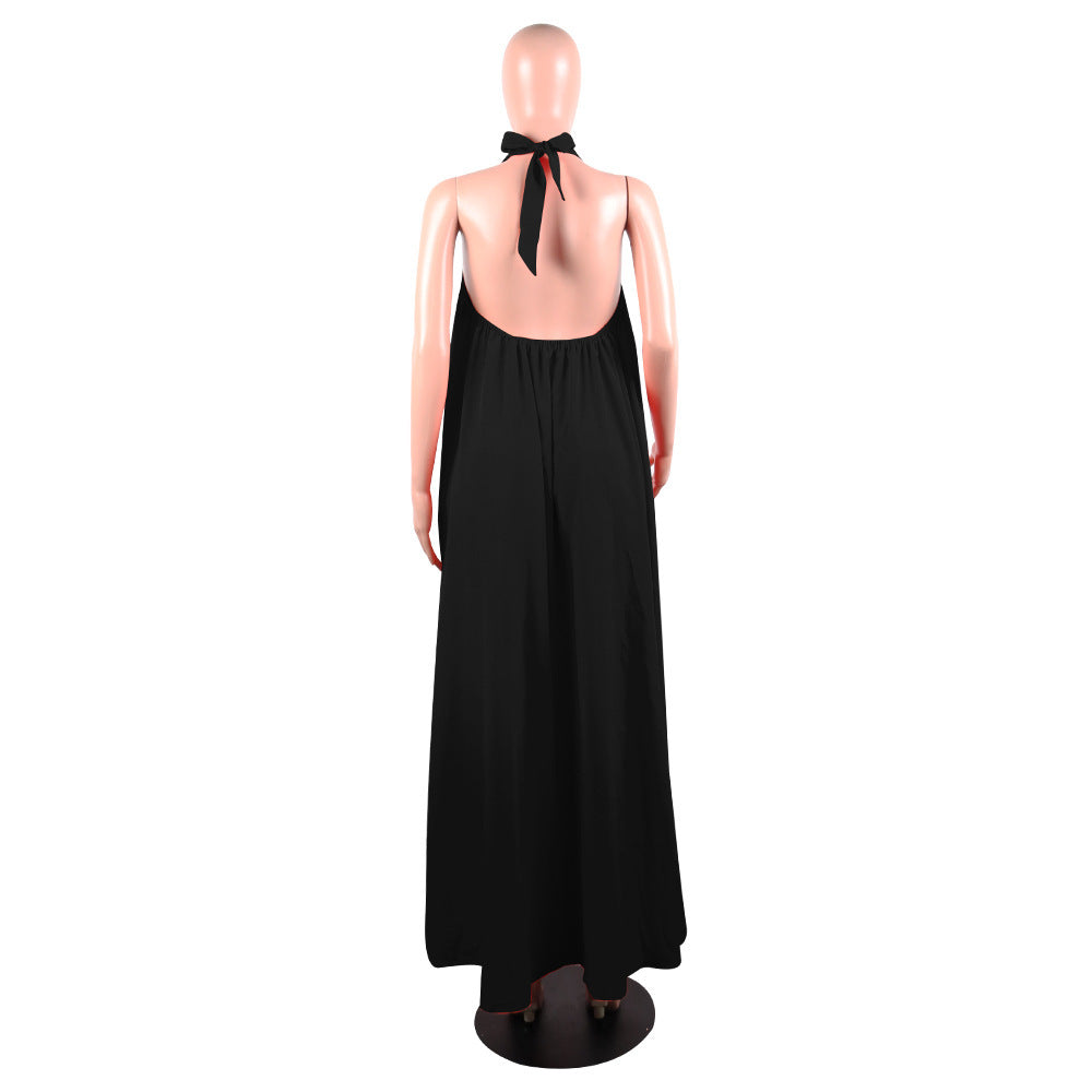 Women's Sling Loose Halter Print Boho Maxi Dress 26