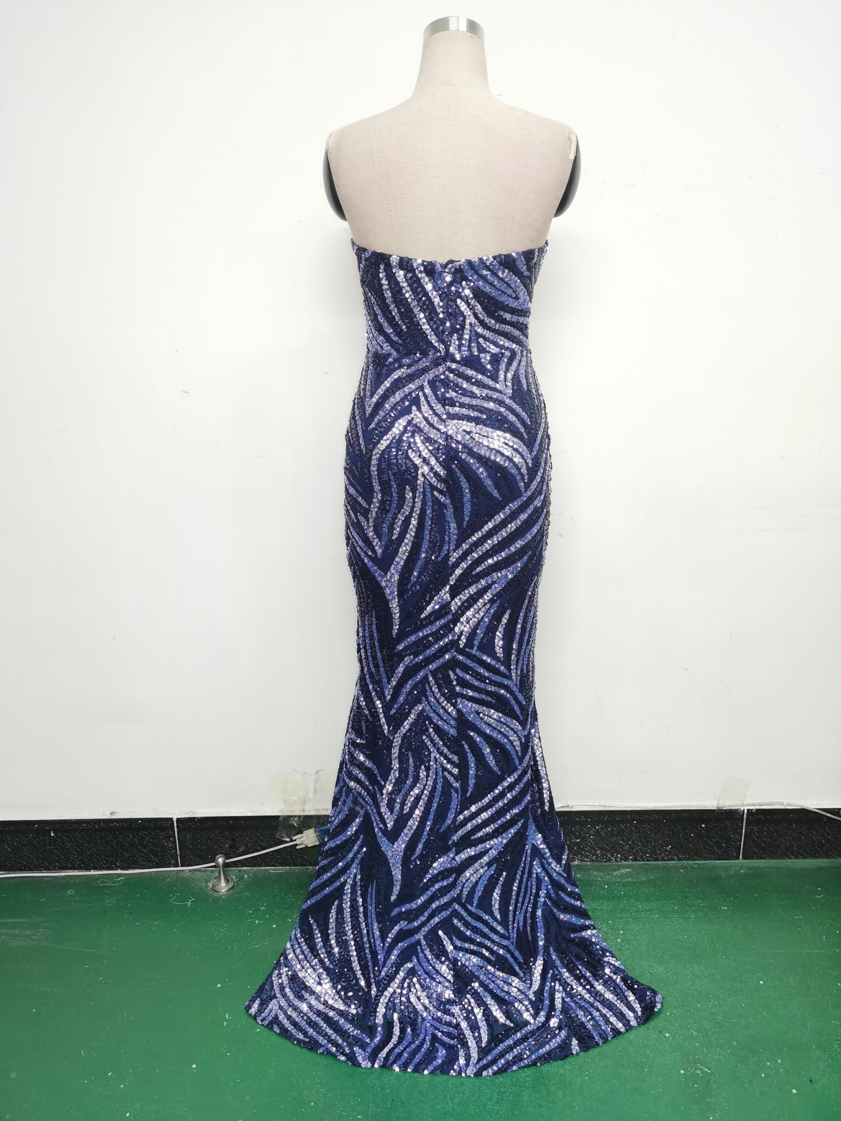 Women Beaded Sequined Wrap Dinner Party Evening Dress 30