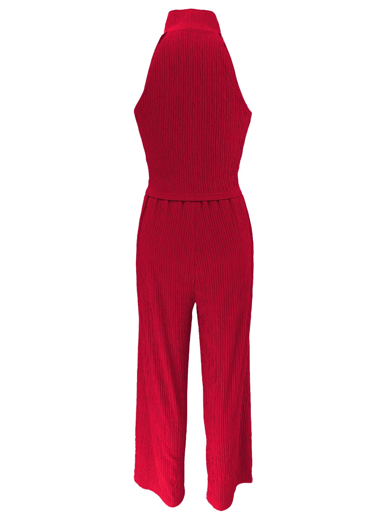 Women Summer Sleeveless Top Pleated Casual Pants Two-piece Set 11