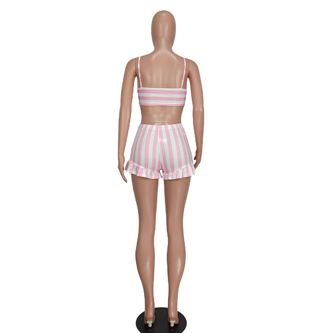 Women's Clothing Sexy Fashion Ribbed Stripe Two-Piece Shorts Set For Women 15