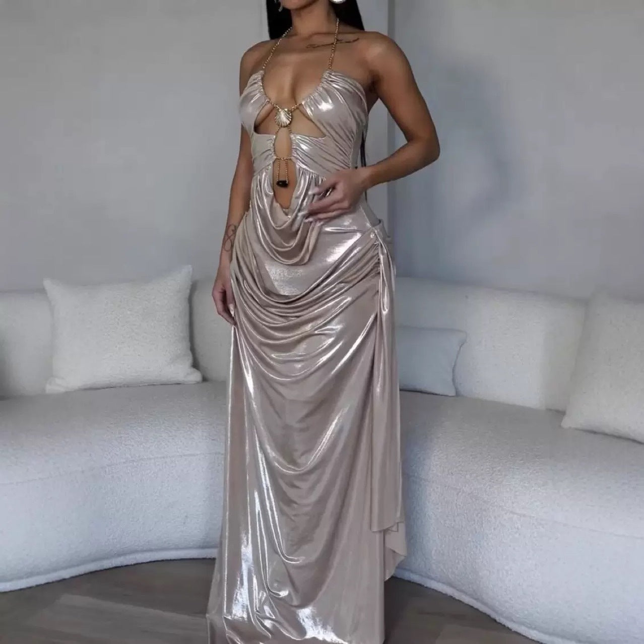 Sexy Women's Low Back Cut-Out Slim Dress