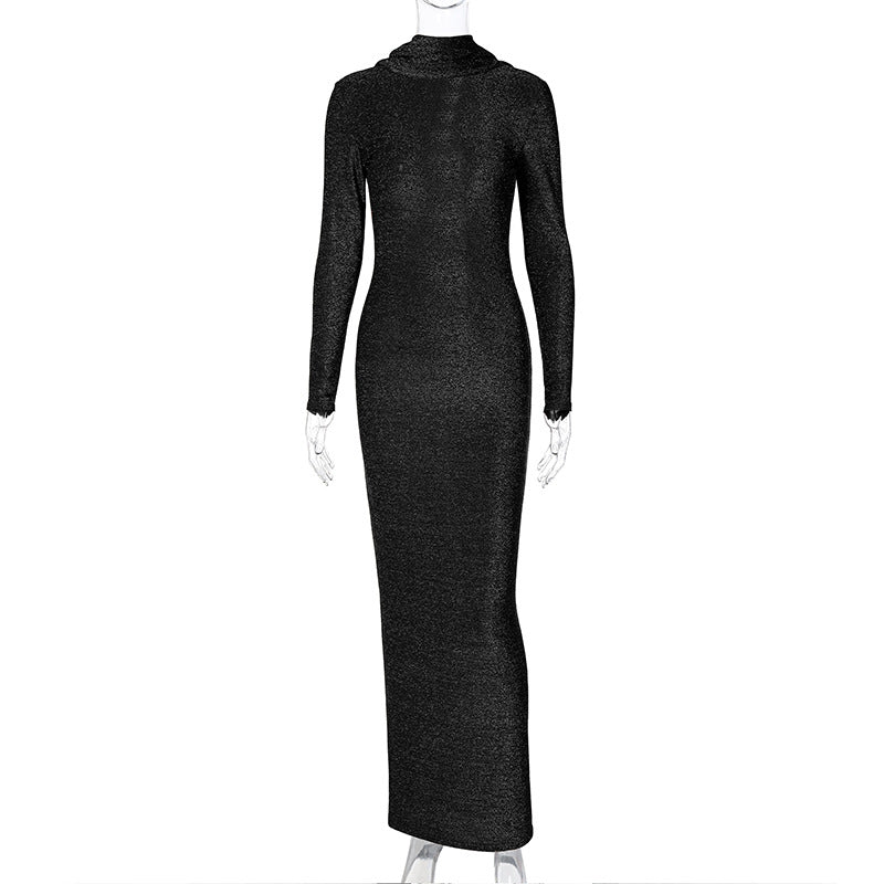 Women Long Sleeve Sexy Backless Maxi Dress 19