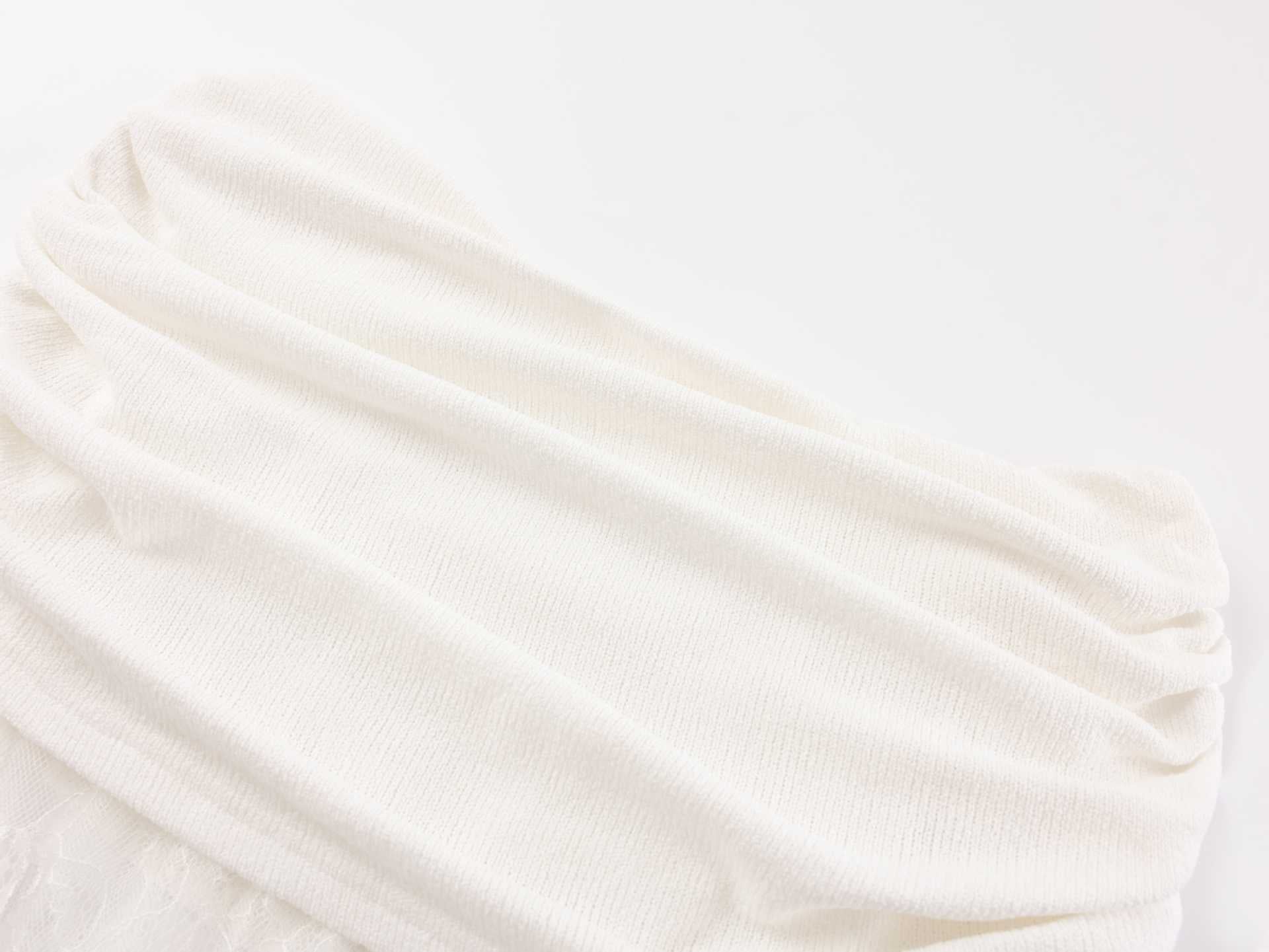 Women's Chic Lace Patchwork Off-Shoulder Knit Short Dress 25