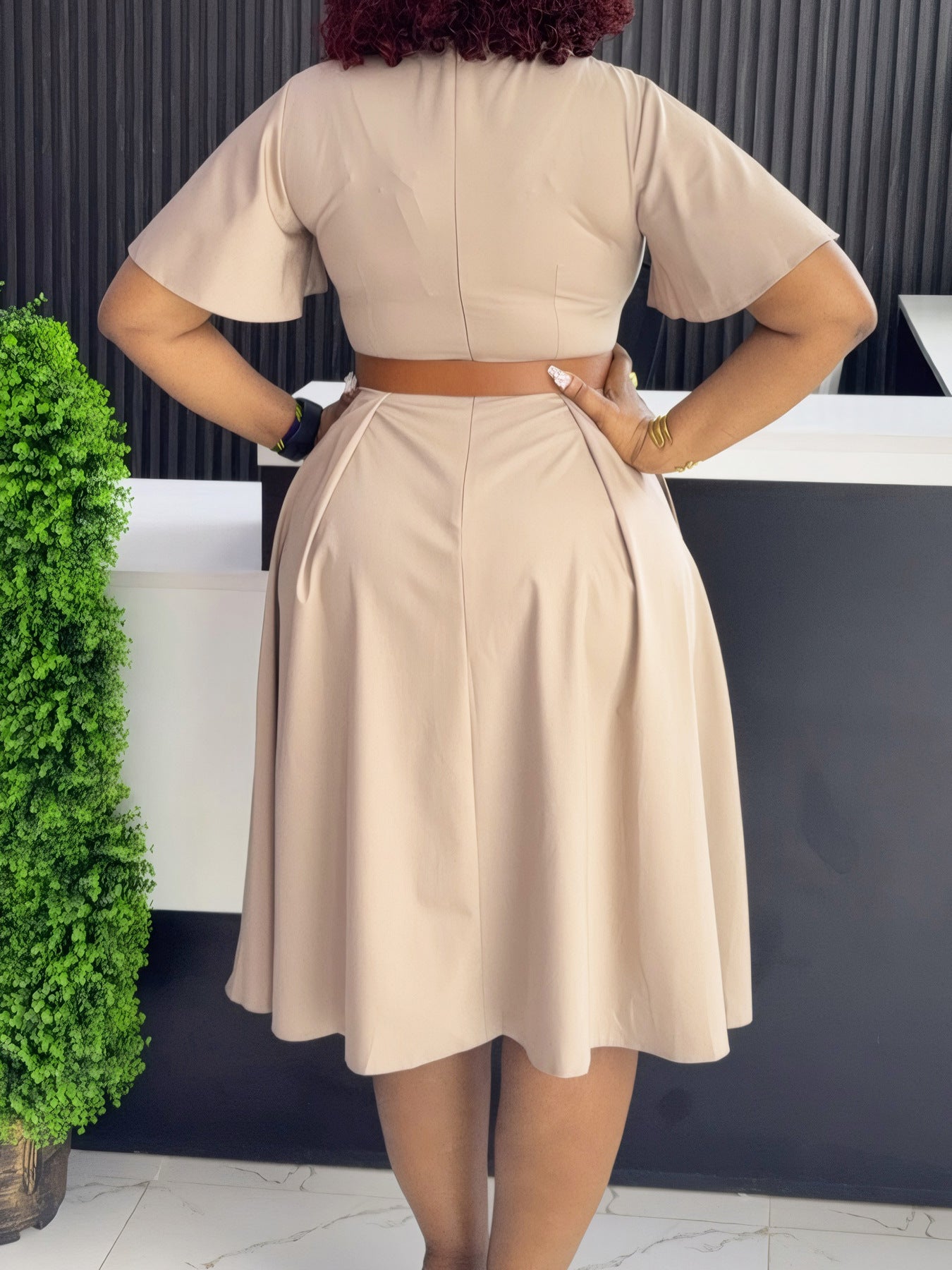 Women Summer V-neck Bell Bottom Sleeve Casual African Dress 6