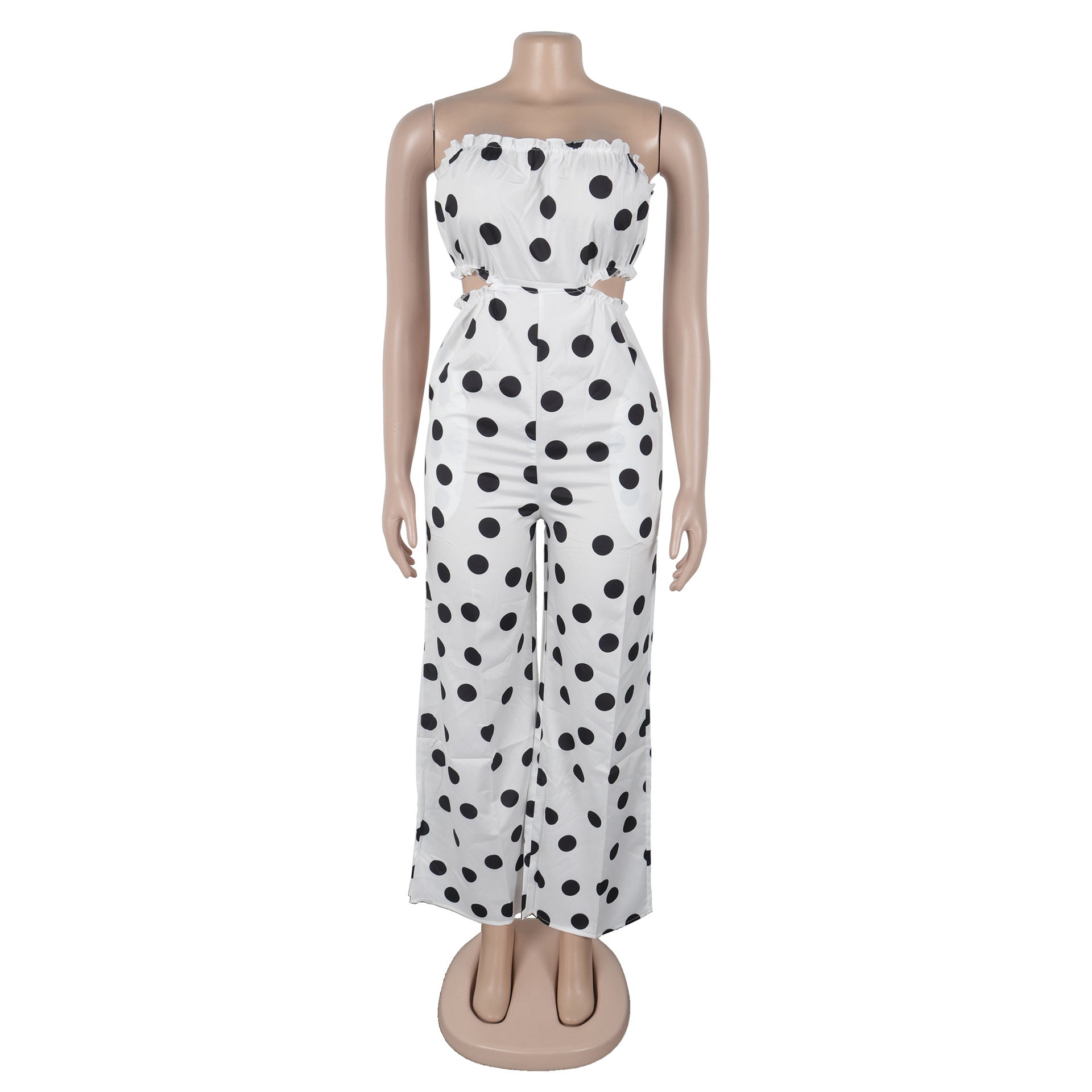 Women Elegant Strapless Printed Wide-leg Jumpsuit 25