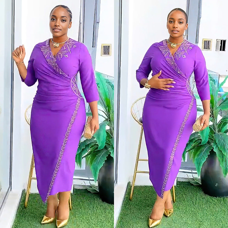 Plus Size African Style Beaded Party Evening Dress 7