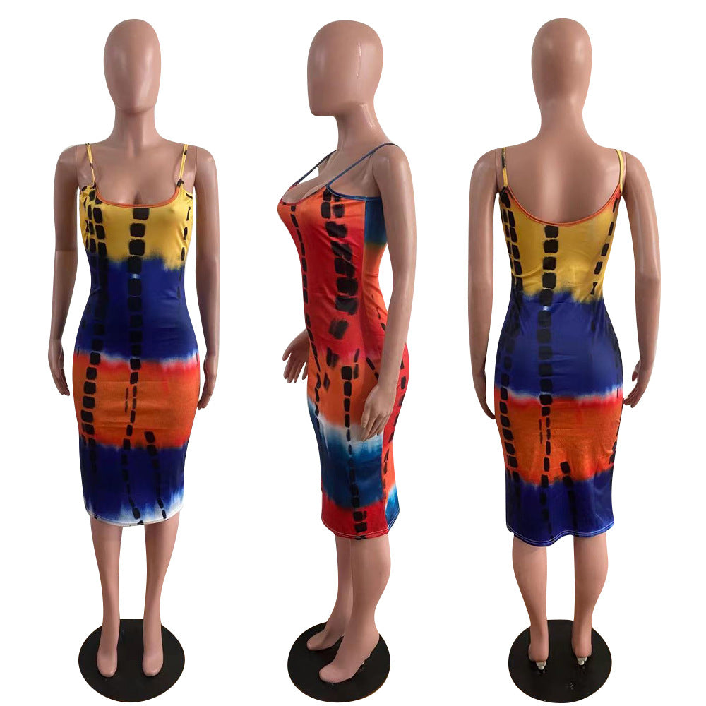 Ladies Fashion Casual Print Strap Dress 12