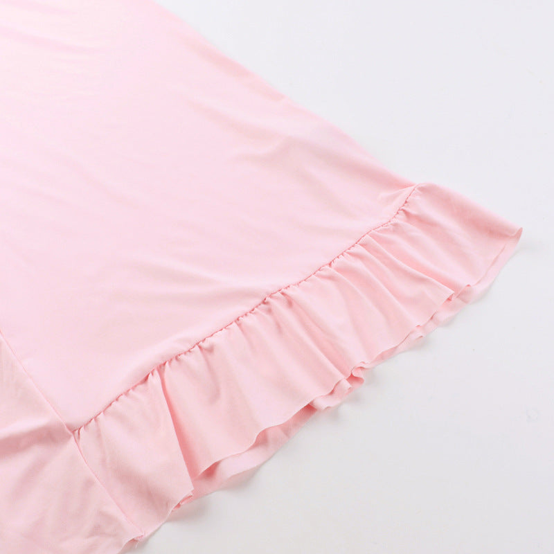 Women Spring Summer Sexy V-Neck Lotus Leaf Split Suspender Maxi Dress 34