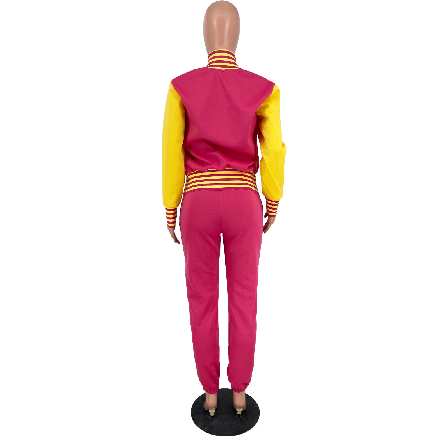 Women Letter Baseball Jacket and Pant Two-Piece Set 19