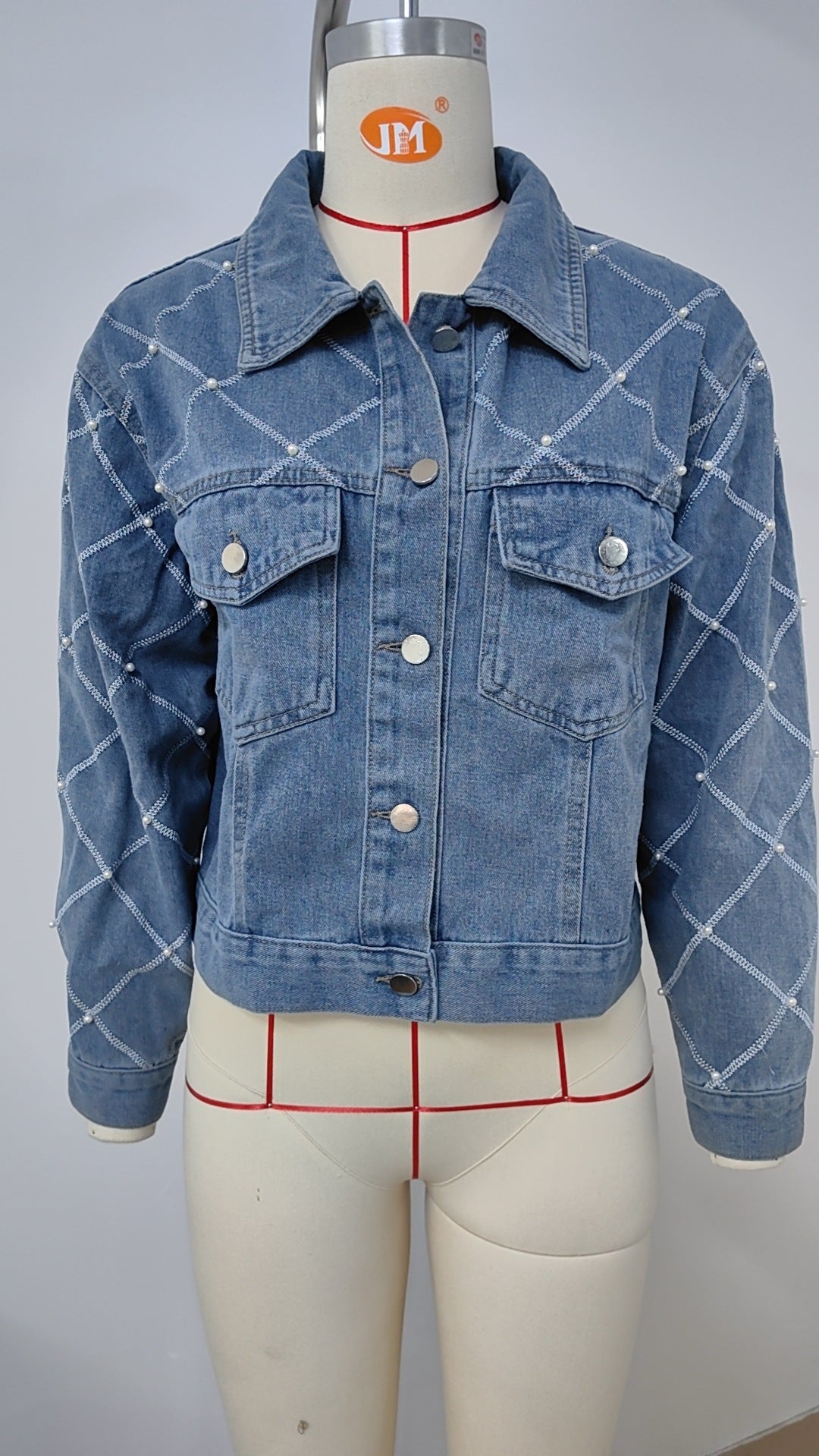 Women Denim Embroidered Beaded Jacket 11