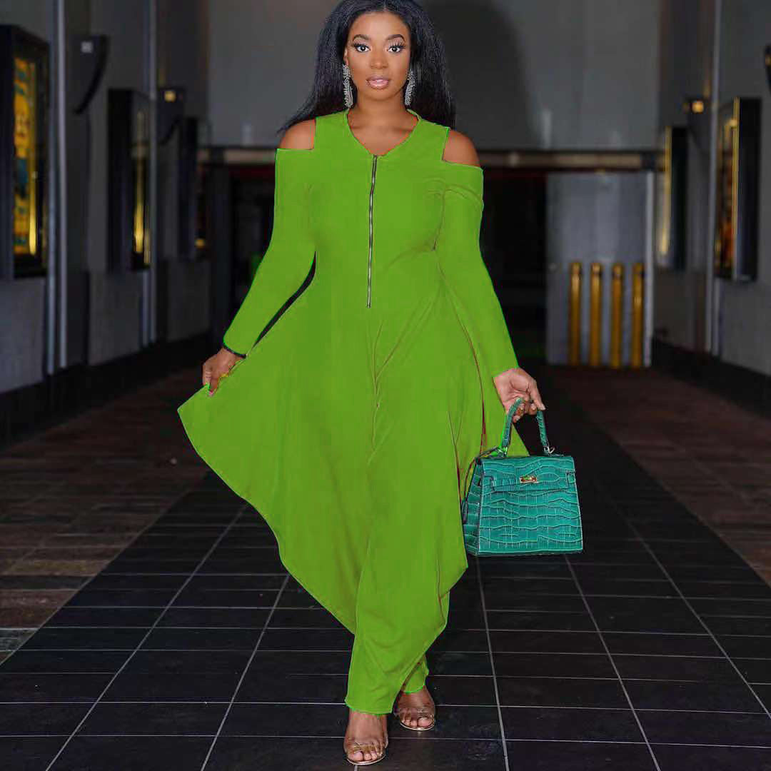 Women's Solid Color Cutout Long Sleeve Fashionable Loose Jumpsuit 5