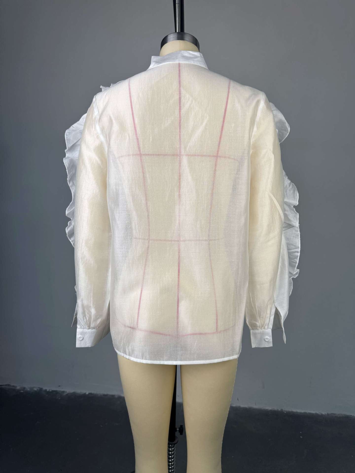 Women Fall Elegant Stand Collar Lantern Sleeve Long-sleeved Shirt Top 9