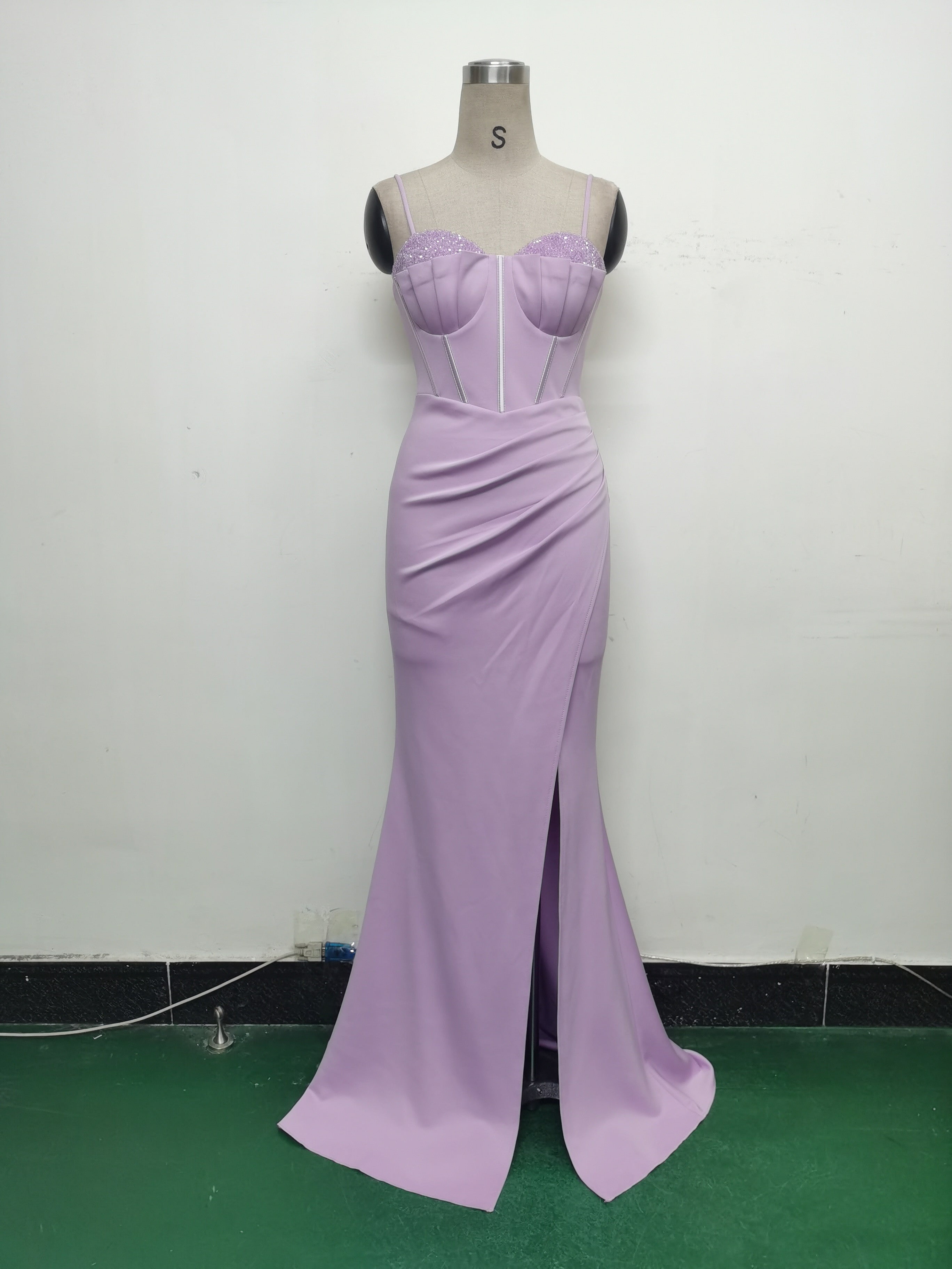 Women Fishbone Crystal Evening Dress 34