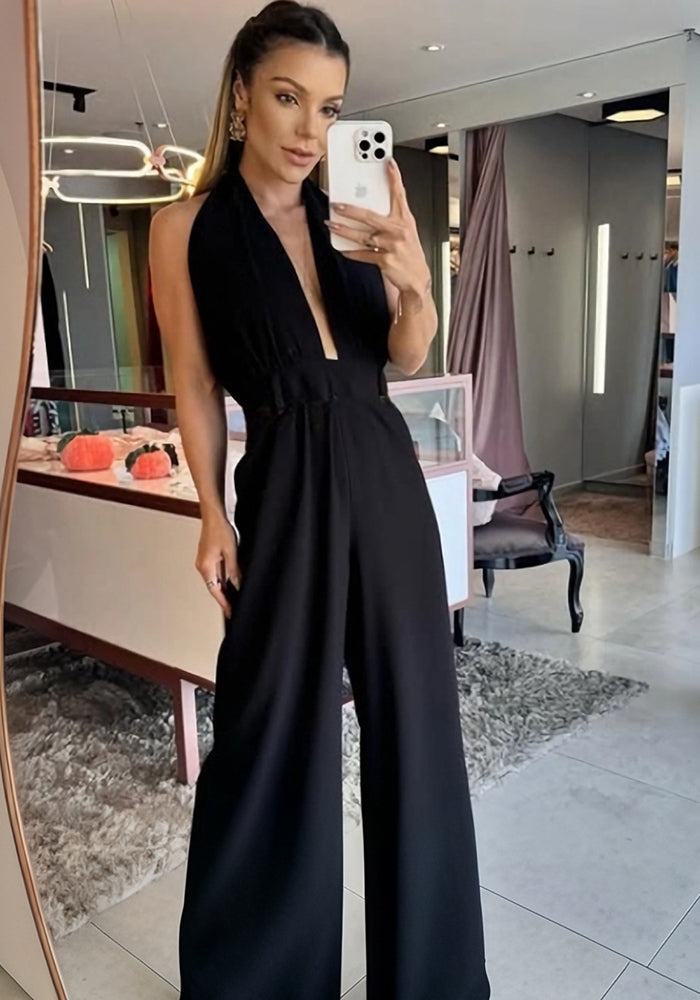 Summer Halter Neck Backless Wide Leg  Jumpsuit