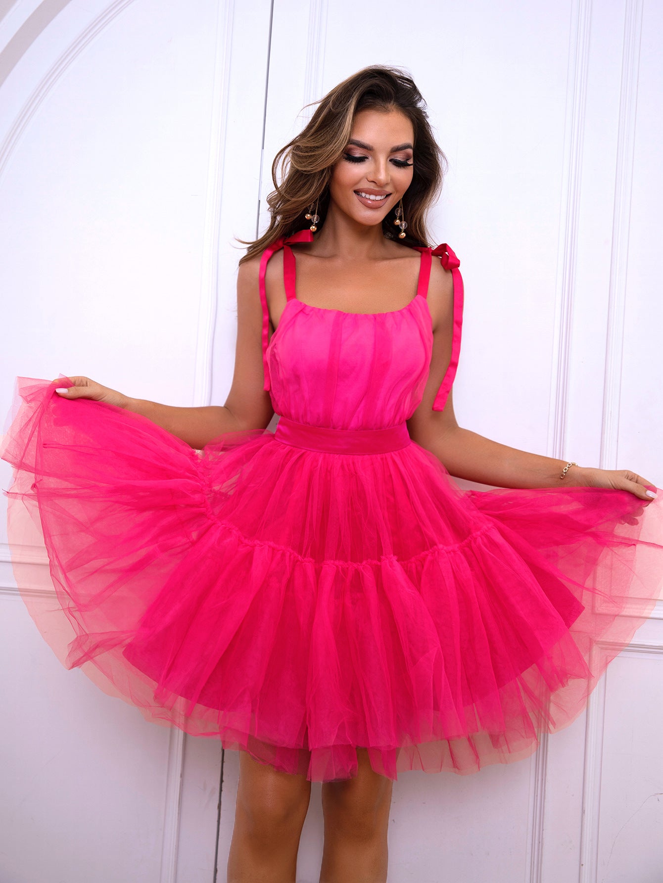 Women Strapless mesh bow tutu 6