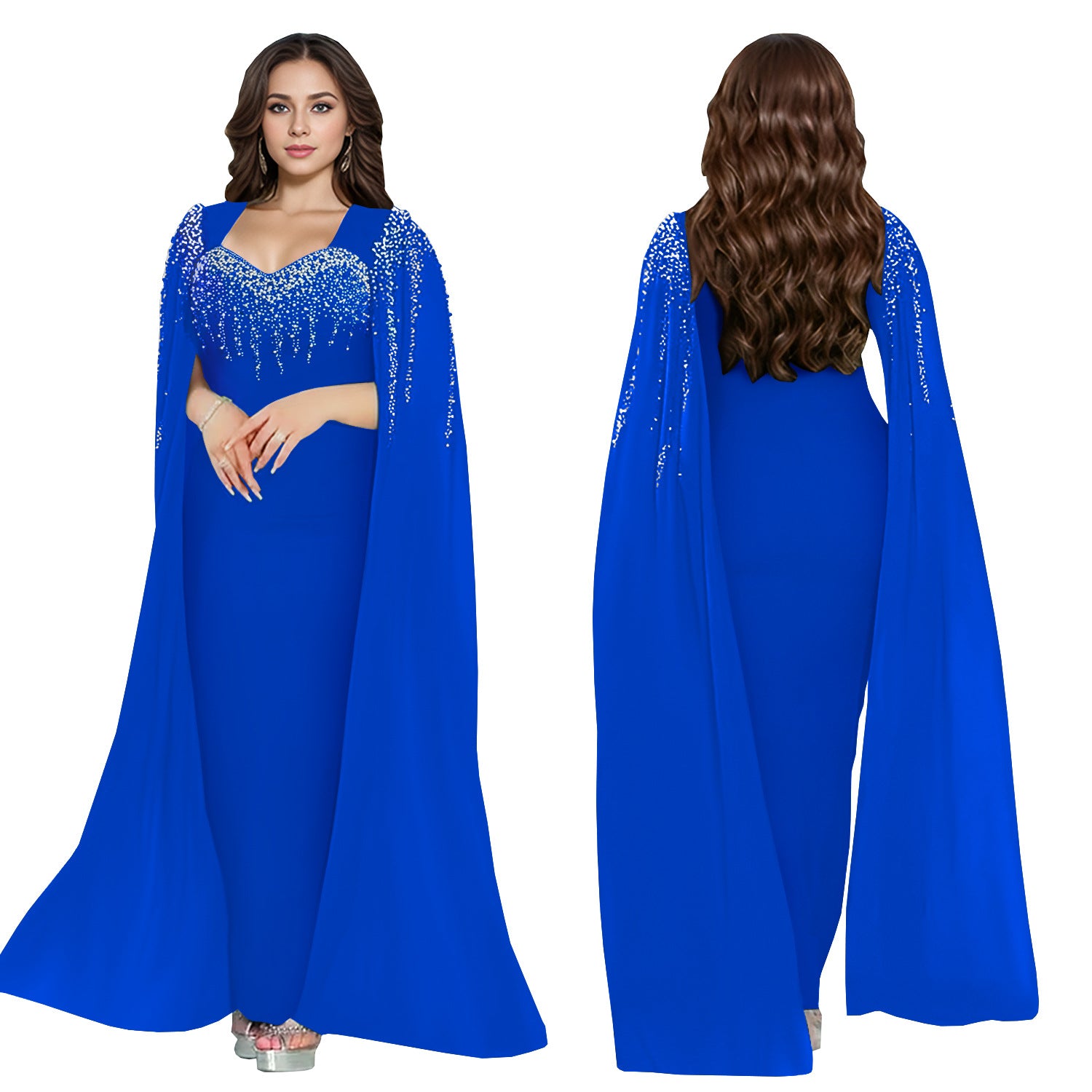 Women's Elegant Chic Beaded Fashionable Evening Dress 14