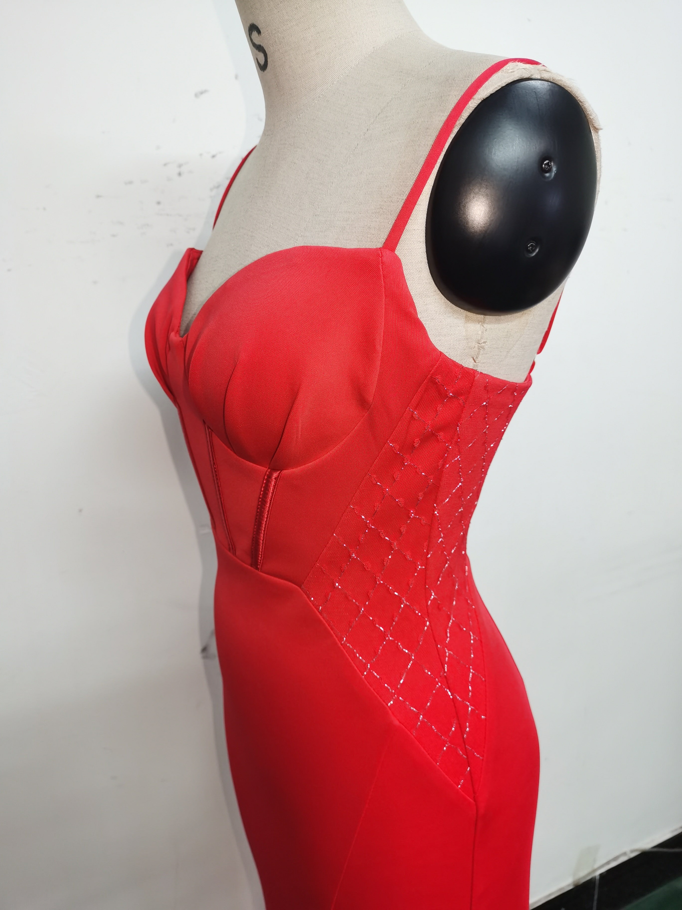 Women Fishbone Lace Sequin Formal Dinner Wedding Fishtail Evening Dress 40