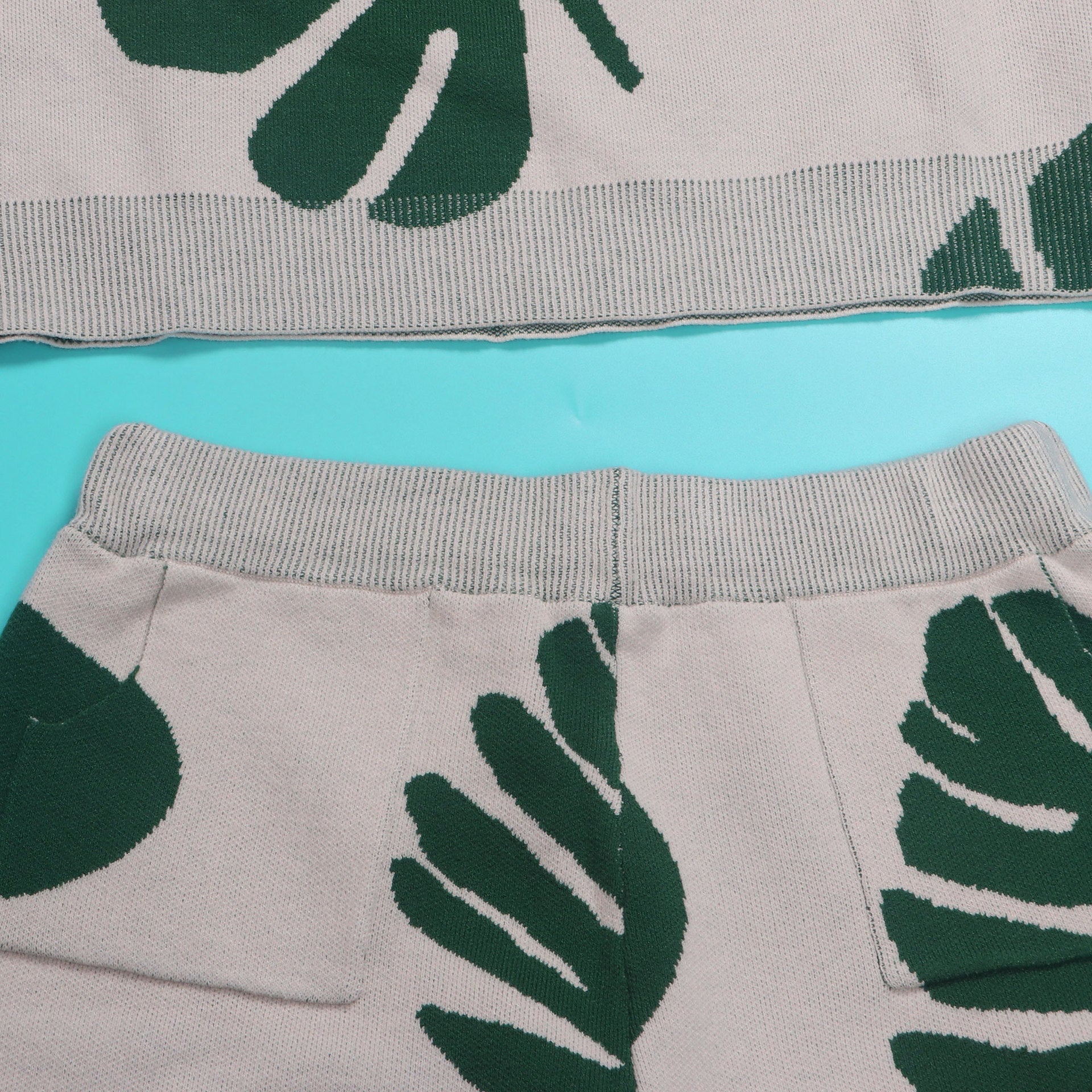 Sexy Leaf V-Neck Pullover Long-Sleeved Sweater Two-Piece Set 23