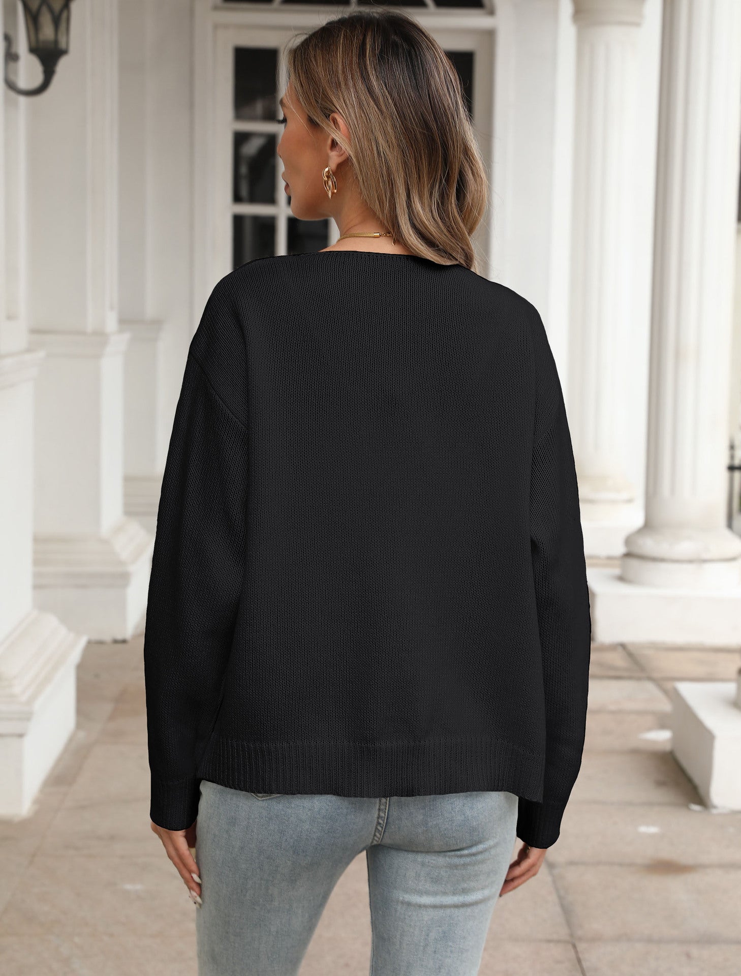 Women's Knit Outerwear Autumn Winter Lace-Up Bow Crochet Patchwork Cardigan 4