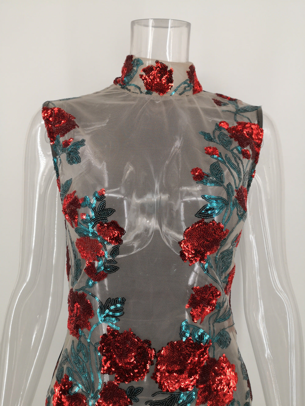 Sexy Floral Sequins See Through Club Dress 14