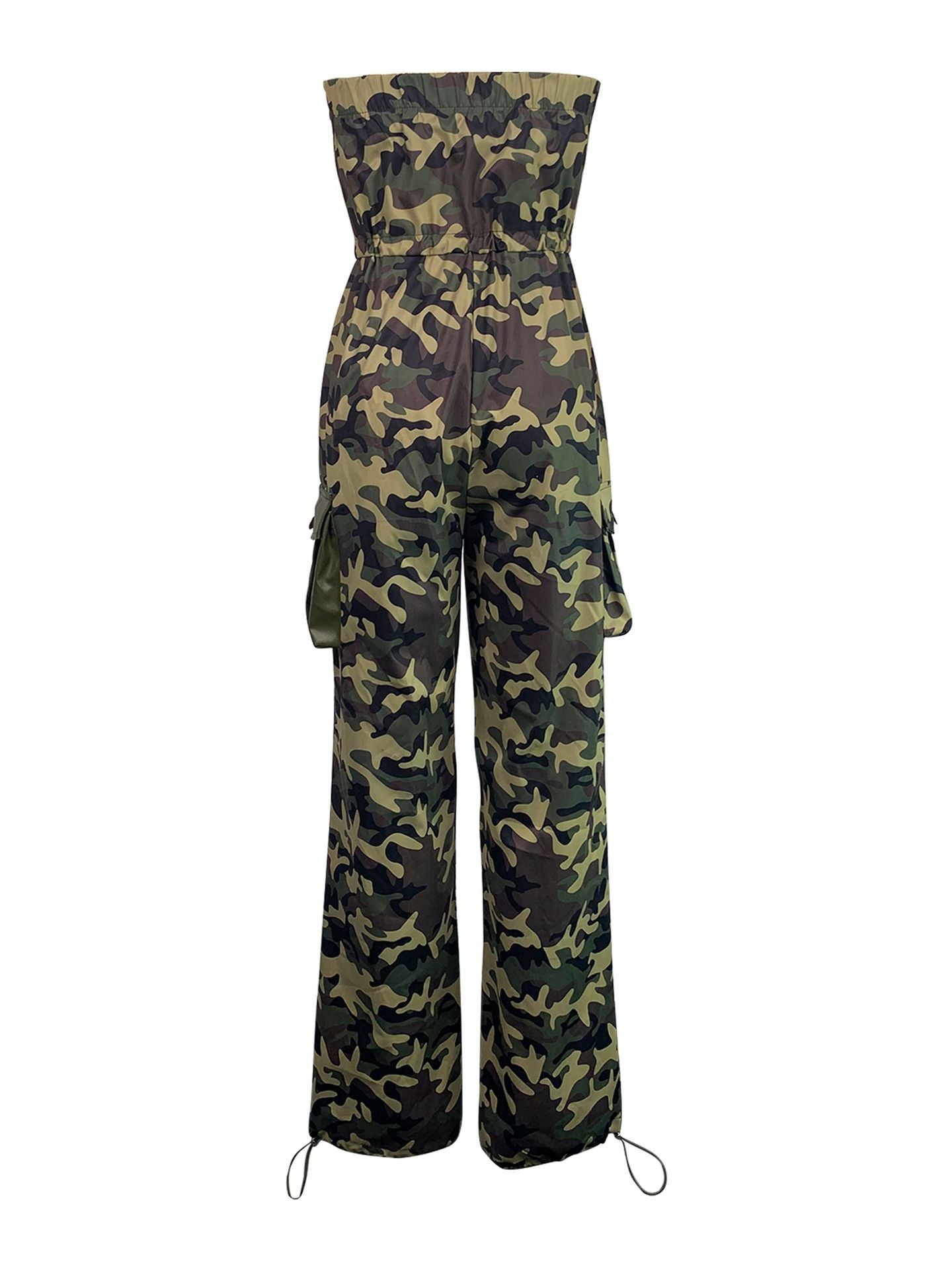 Women Sexy Off-the-Shoulder Zipper Camo Jumpsuit 9