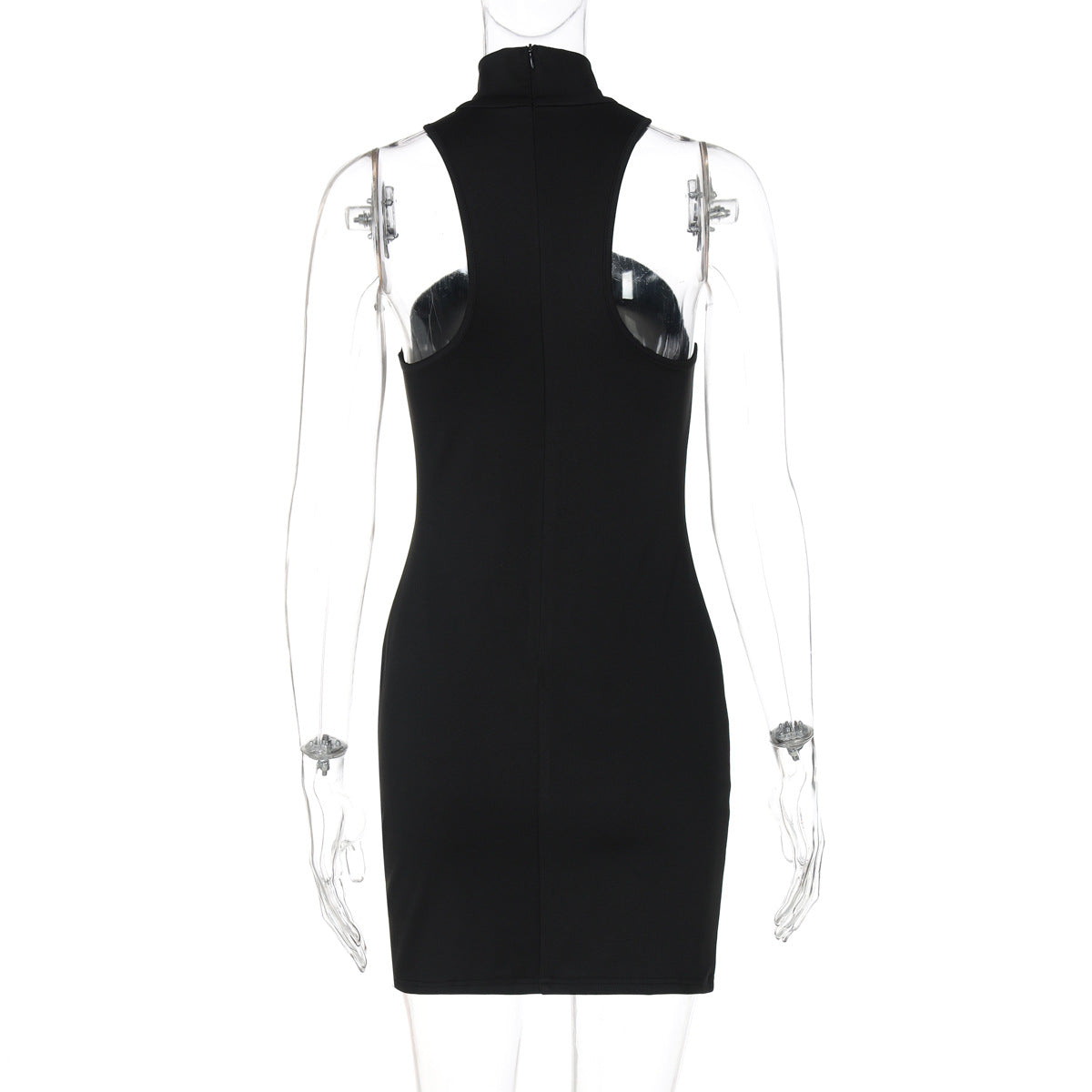 Women summer Style metal buckle Solid Bodycon sleeveless dress 12