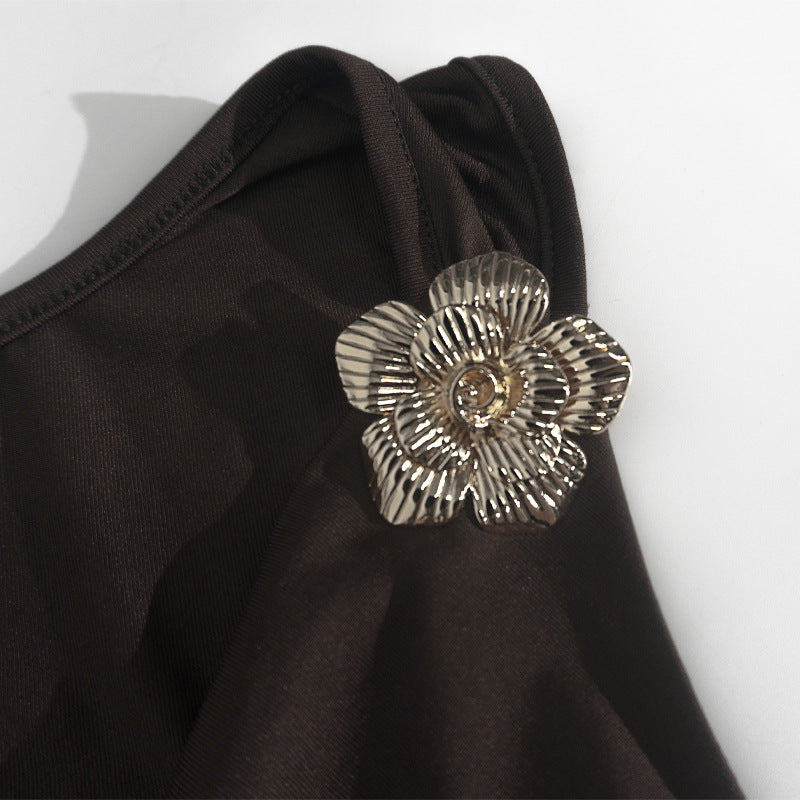 Women Strapless Sleeveless Pleated Bodycon Slit Maxi Dress 13