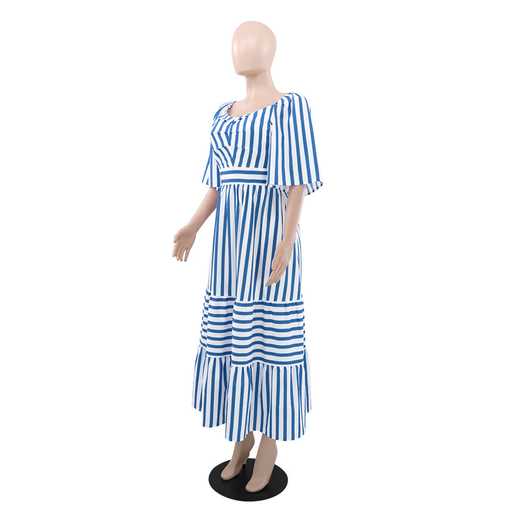 Printed V-Neck Pleated Summer Dress 4