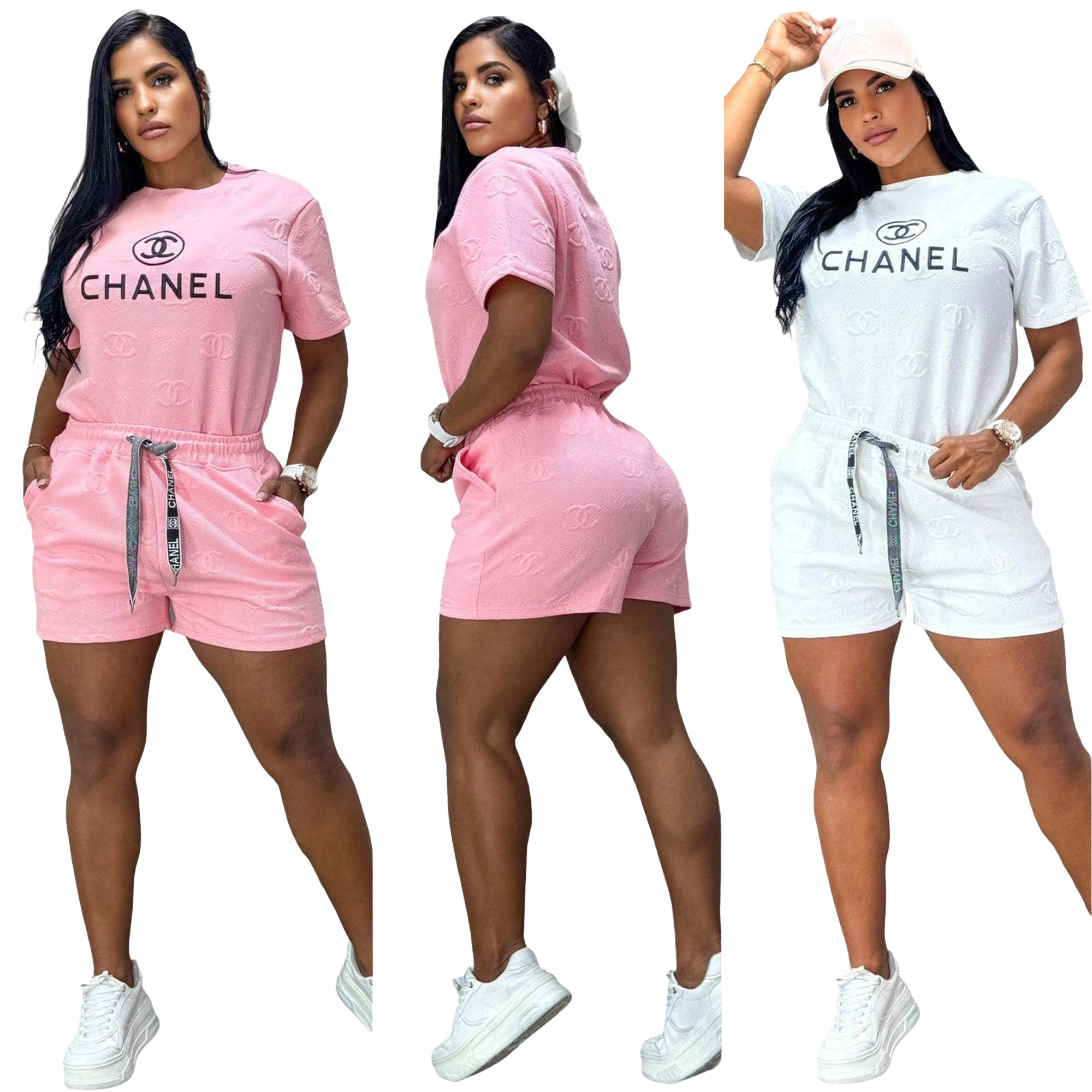 Summer Fashion Casual Sport Solid color two piece shorts set 4