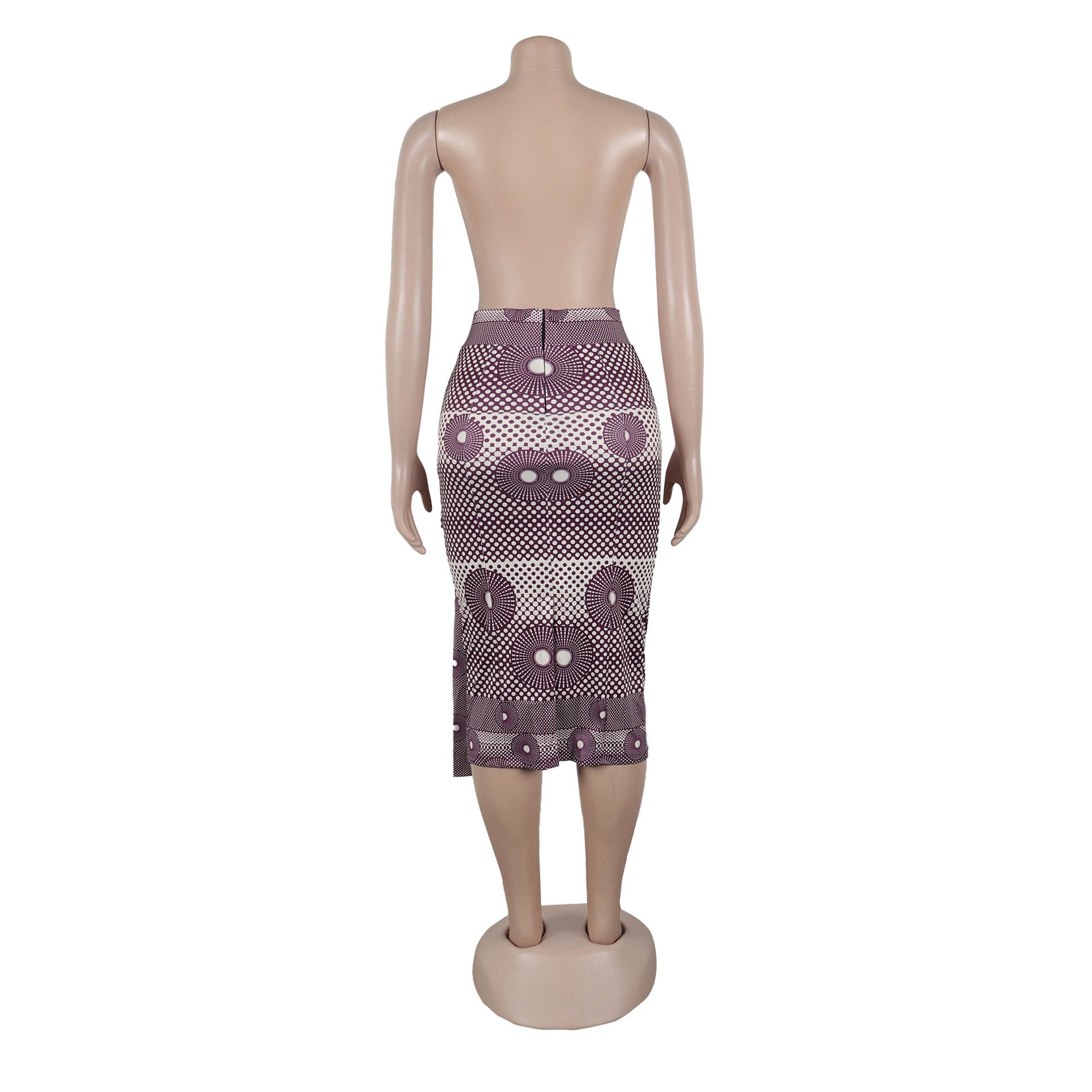 Women Printed Elastic Slit Bodycon Dress 15