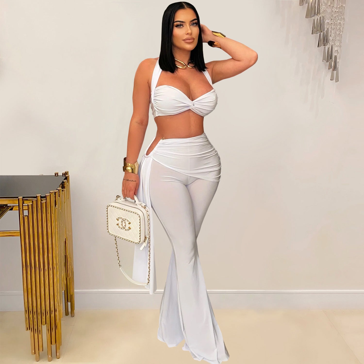 Women Sexy Summer Strapless Lace-Up Two-Piece Set 5