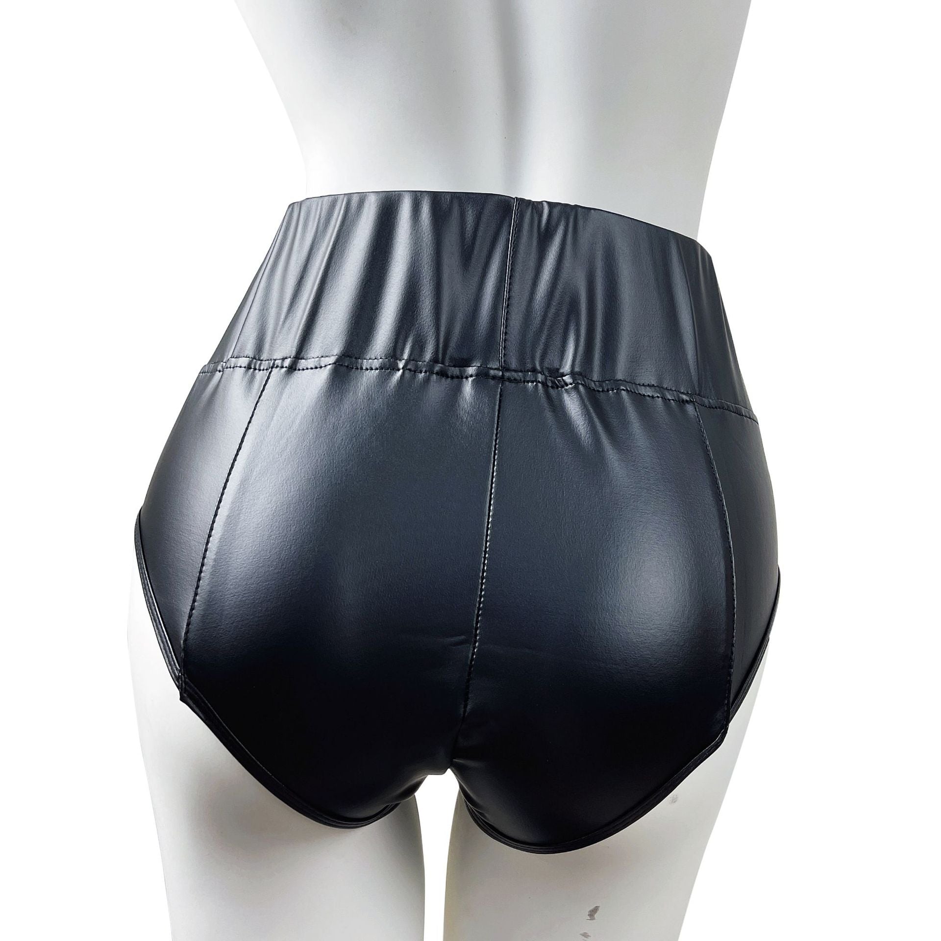 Women Stretch Pu-Leather Sexy Sports Shorts 10
