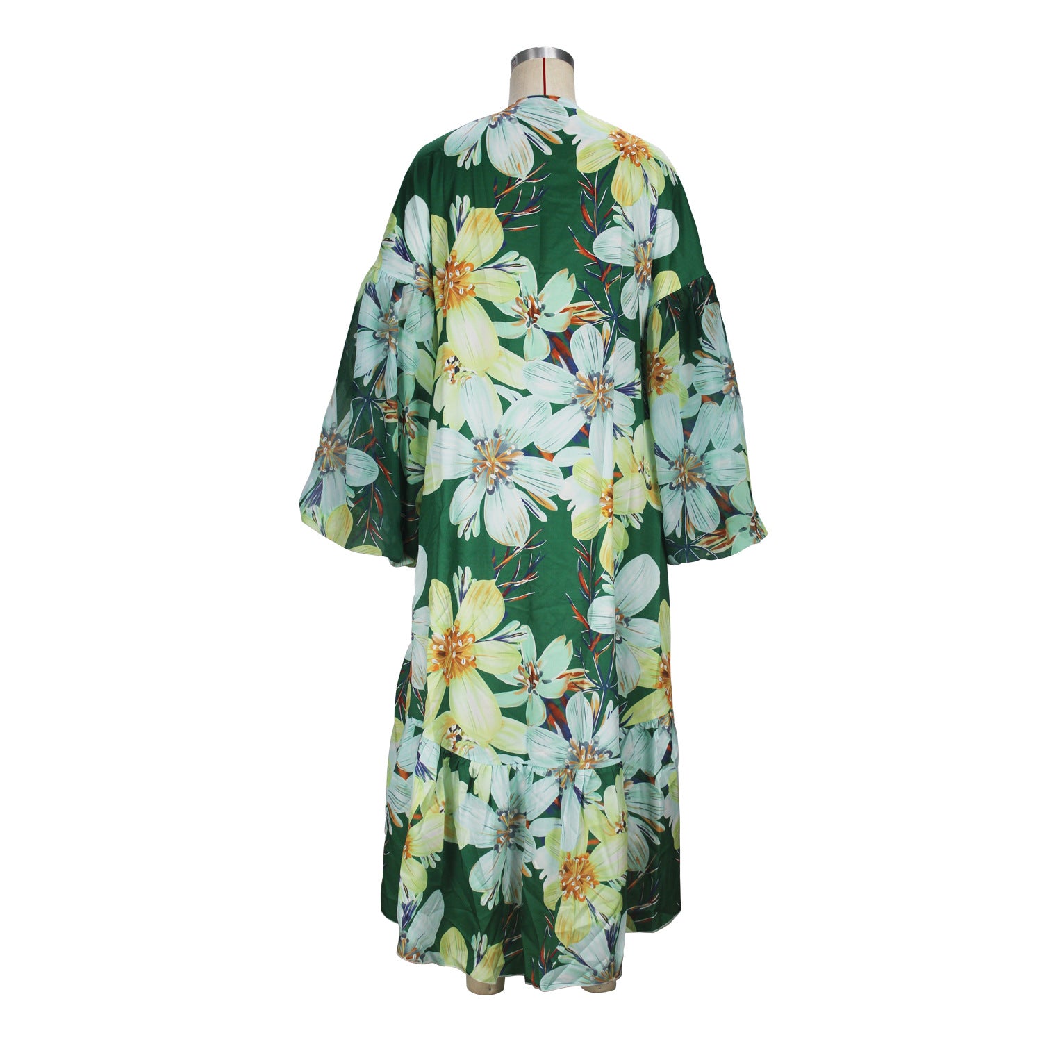 Casual Spring and Autumn Women's Lantern Sleeve Irregular Long Printed Coat 6