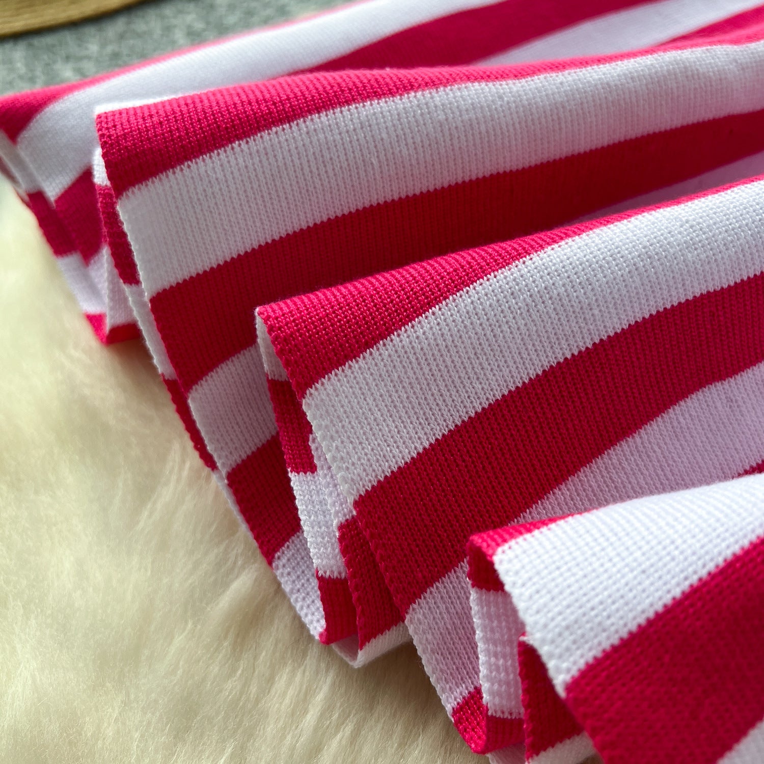 Contrast Turndown Collar Short-Sleeved Striped Women's Slim Waist Knitting Dress 17