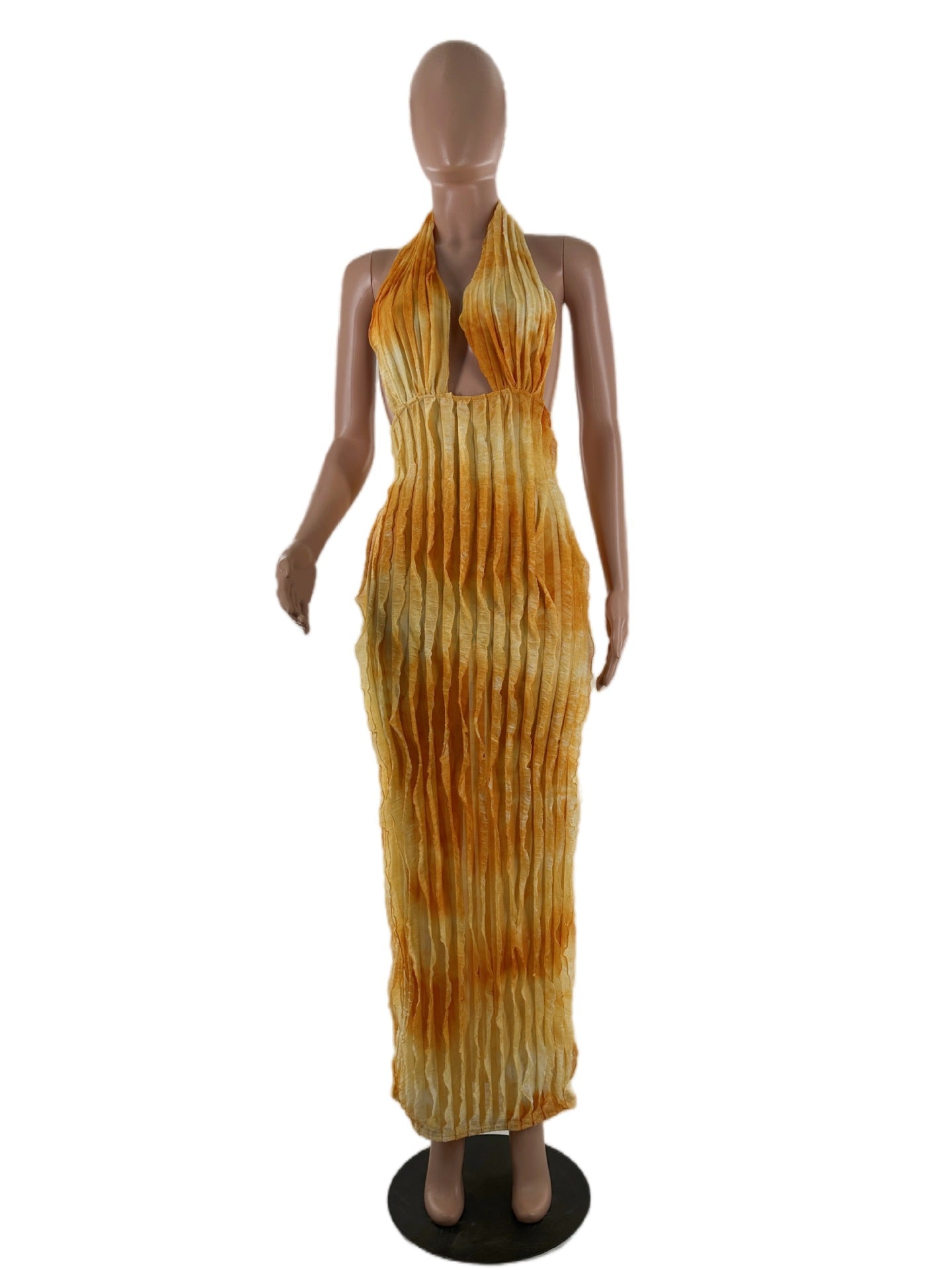 Women's Dress Tie-Dye Halter Neck Sexy Fashion Long Dress 11