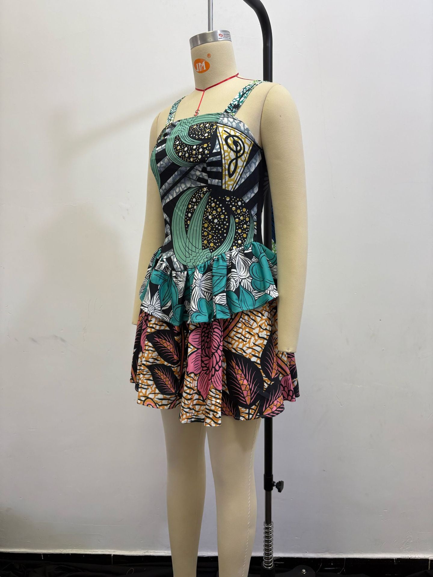 Women Summer Printed Suspender Mini Dress 8