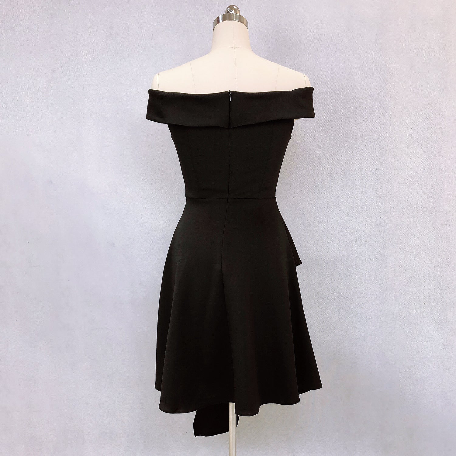 Evening Dress Winter Short Formal Party Dress Women'S Fashion Off Shoulder Solid Irregular Bridesmaid Dress 19