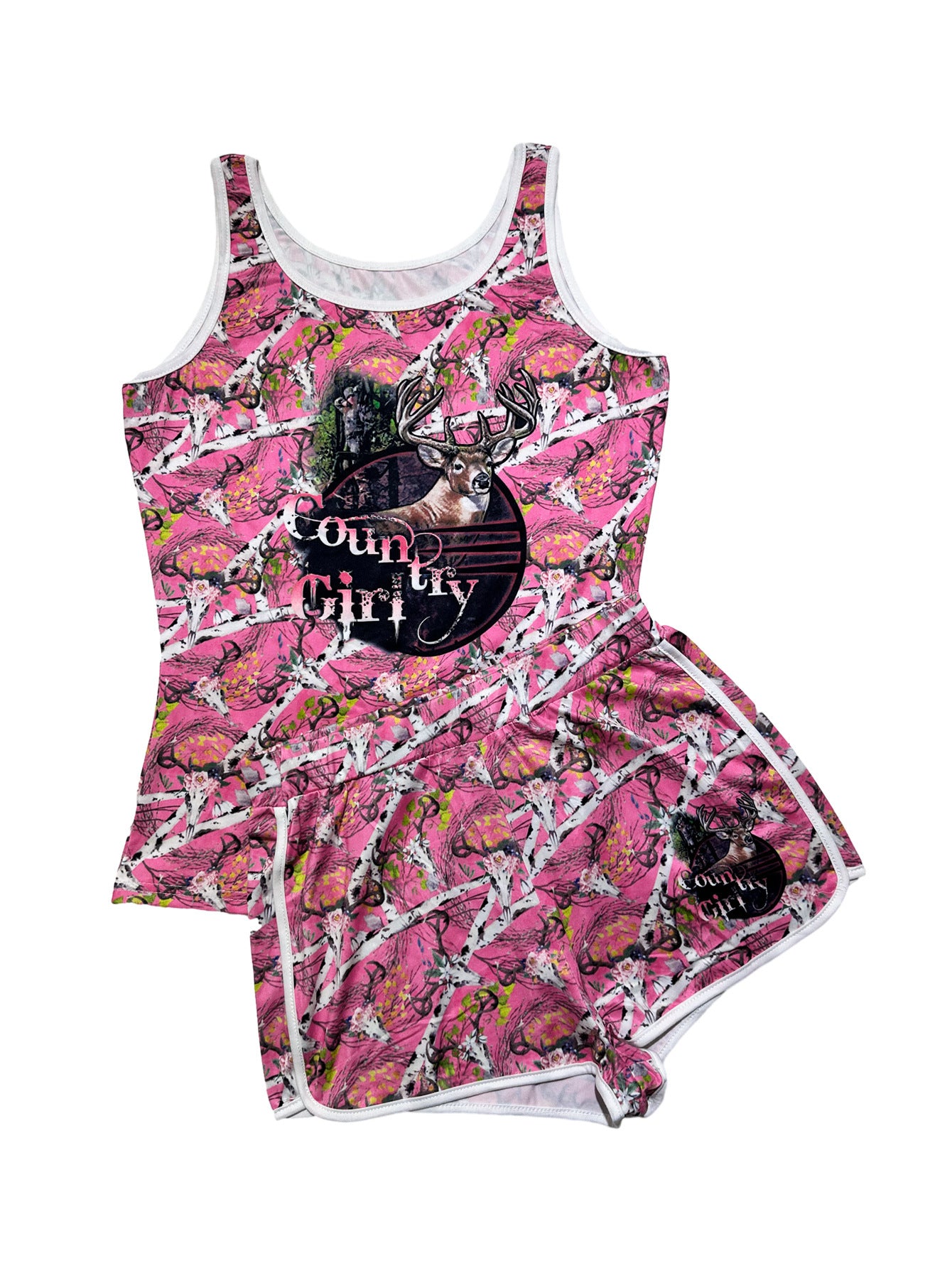 Women Sexy Printed Tank Top and Shorts Two-Piece Set