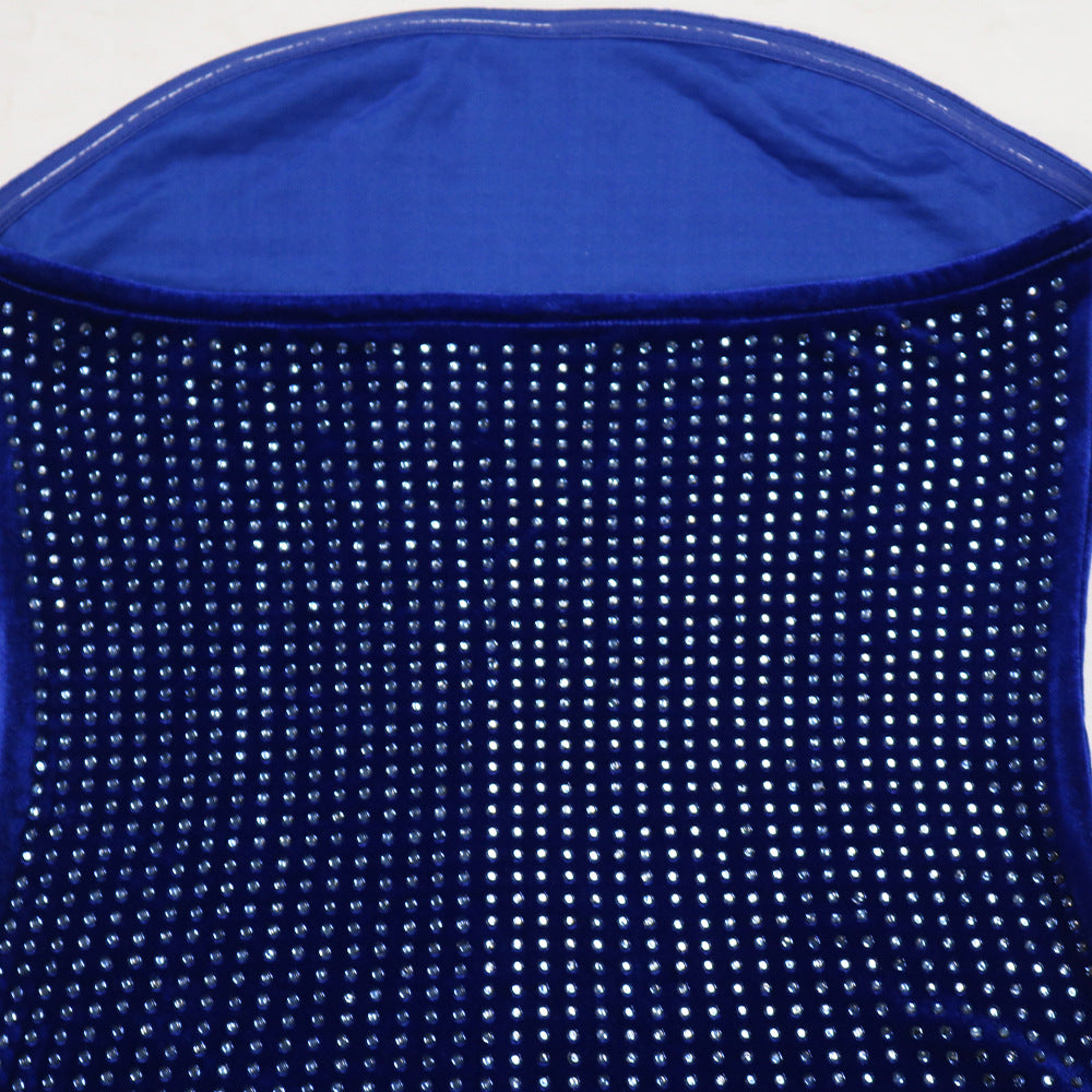 Women Fashion Sexy Strapless Beaded Slim Bodycon Dress 8