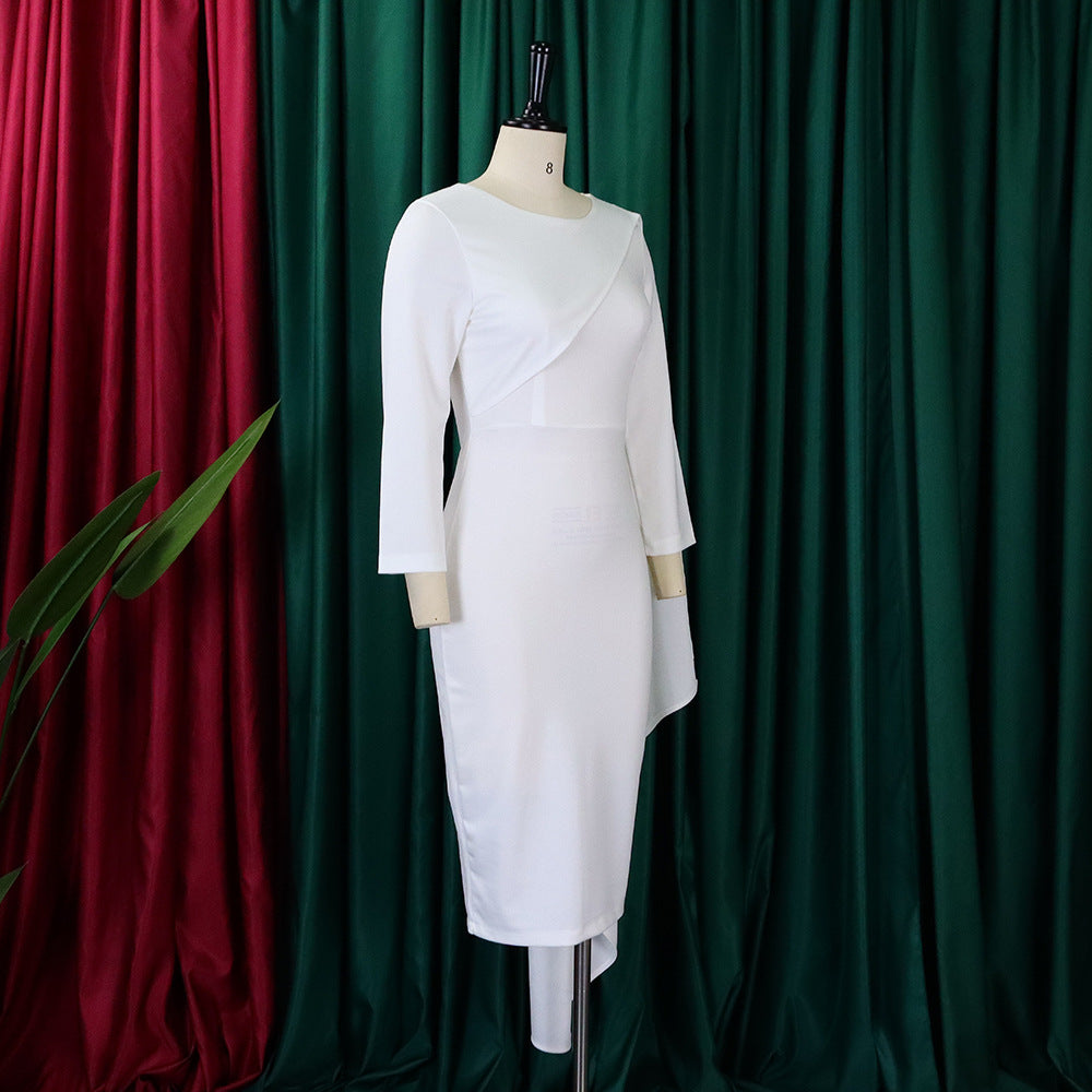 Women Solid Long Sleeve Midi Dress 14