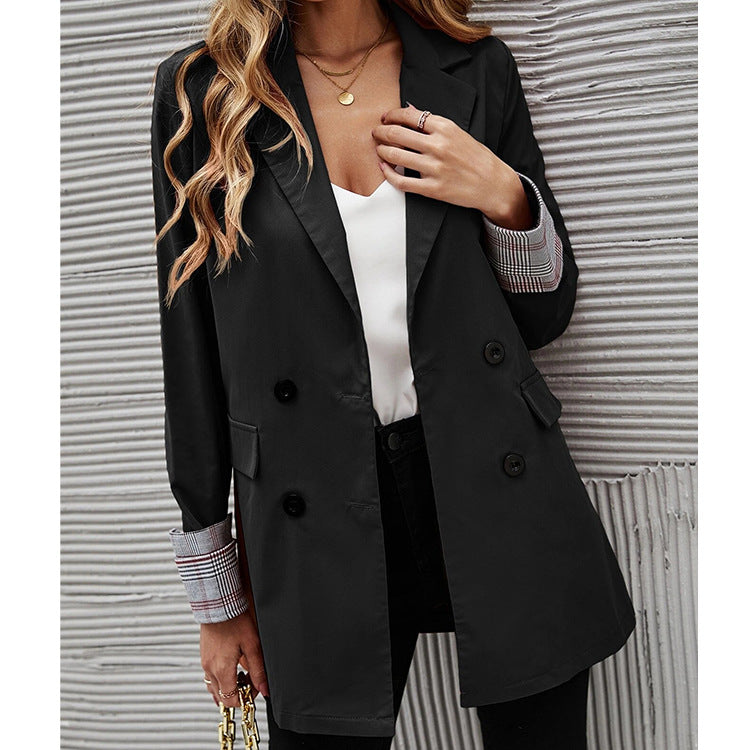 Autumn And Winter Women's Solid Color Turndown Collar Button Slim Chic Blazer 8