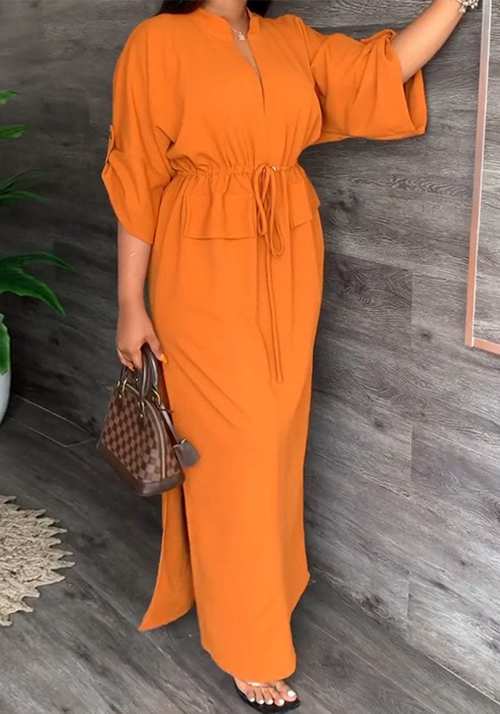 Women spring elegant Solid Maxi dress