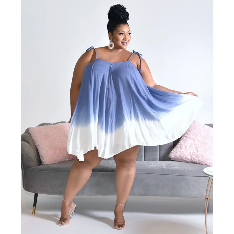 Plus Size Women Summer Print Slip Dress 4