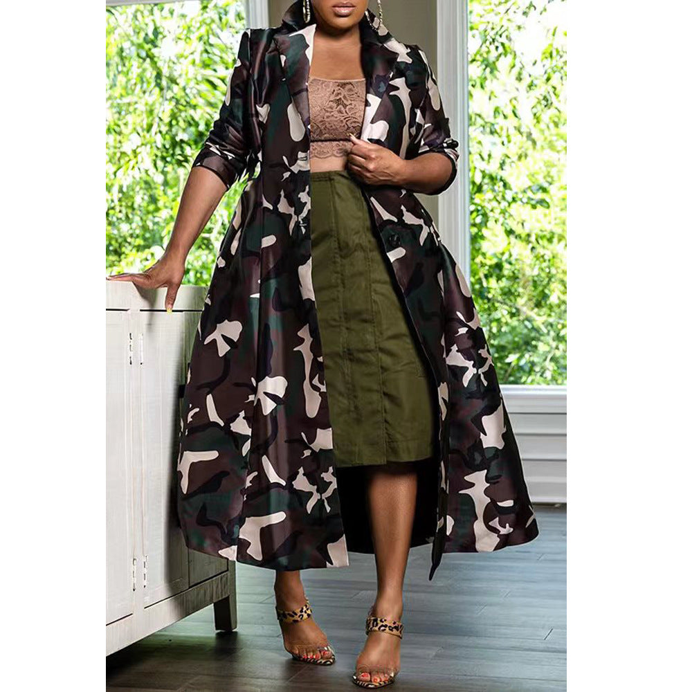 Camouflage Print Trench Coat 3