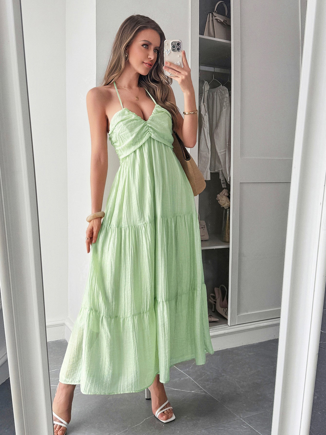 Spring/Summer Women's Elegant Holidays Halter-Neck Beach Long Dress 13