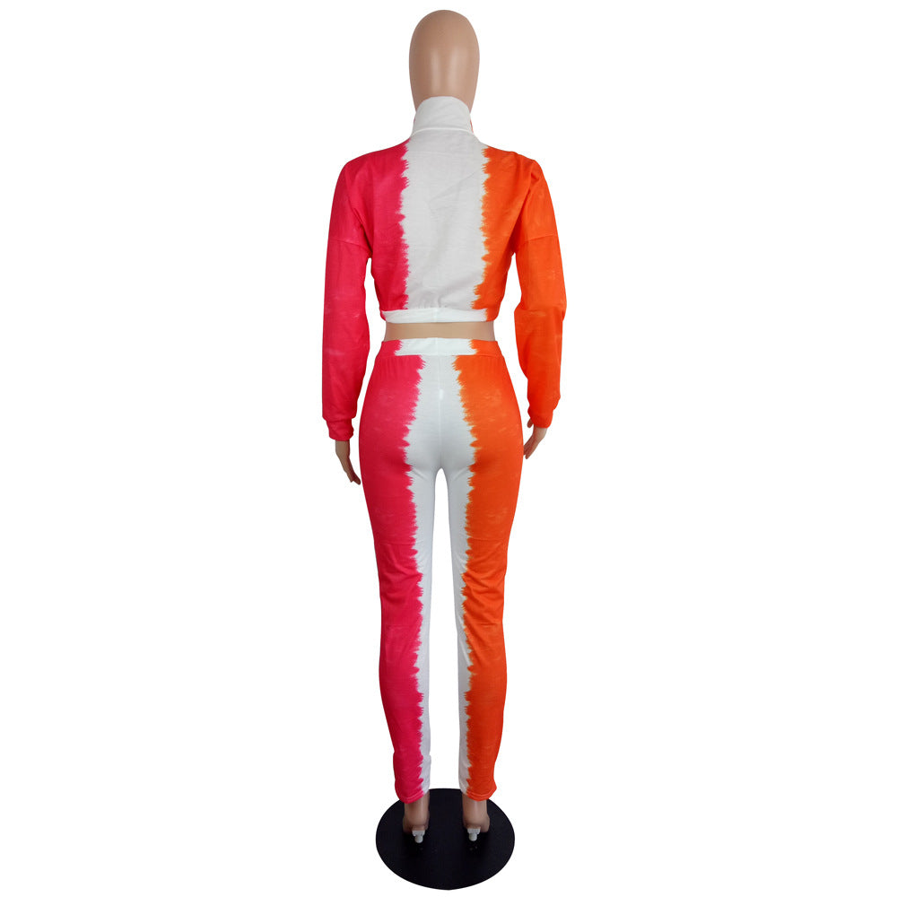 Women's Slim Fit Contrast Print Two-Piece Pants Set 16