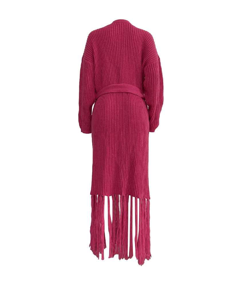 Women Long Sleeve Fringe Cardigan Sweater 8